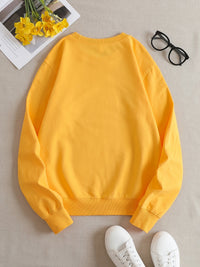Casual Geel Sweatshirt met Humoristische Grafische Print - Elara