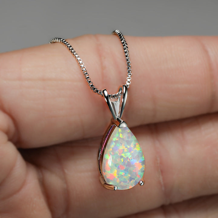 Minimalist Drop Opal Pendant Necklace - Selina