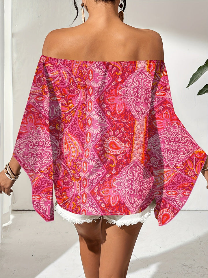 Off-Shoulder Blouse with Geometric Print – Noémie