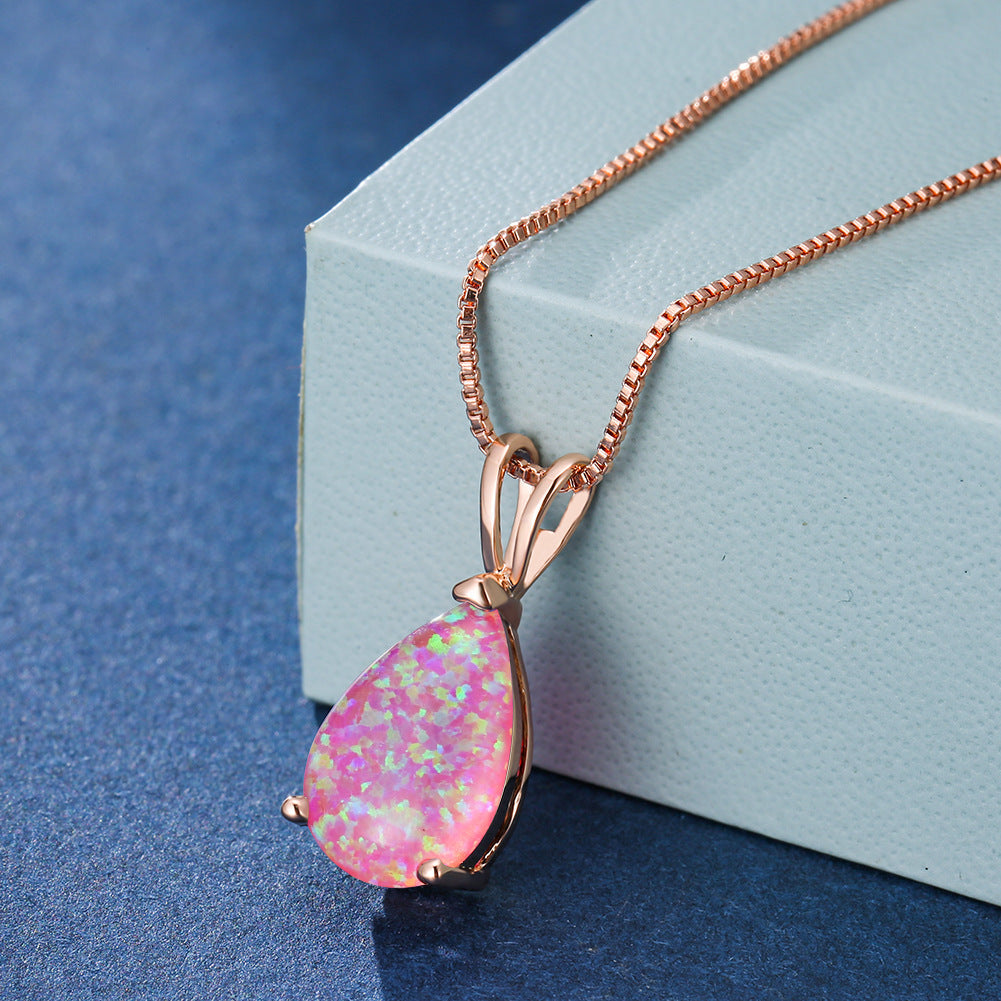 Minimalist Drop Opal Pendant Necklace - Selina