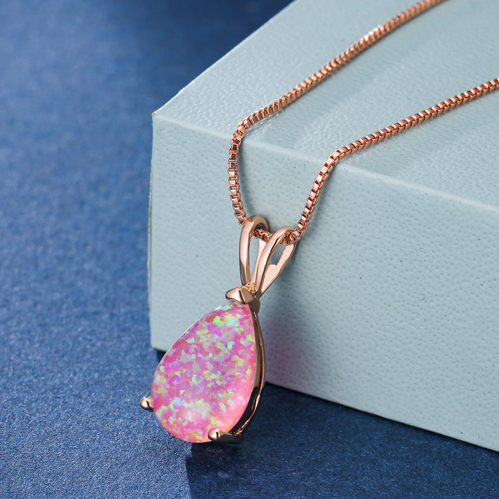 Minimalist Drop Opal Pendant Necklace - Selina