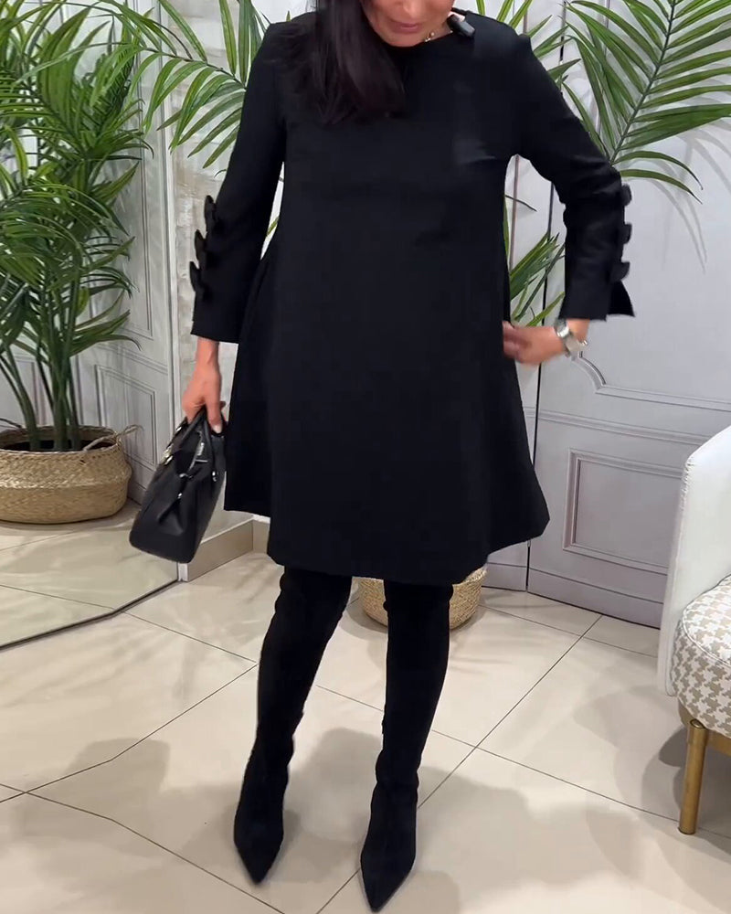 Casual Zwarte Jurk met Lange Mouwen - Nora