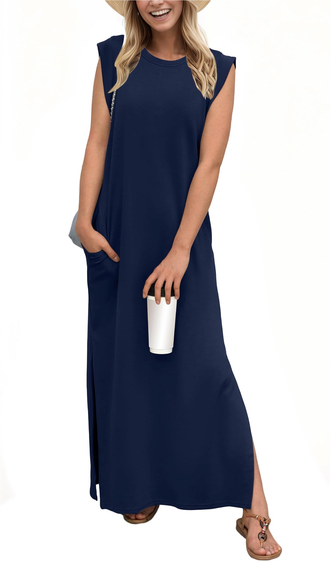 Airy maxi dress with pockets for women – Romy