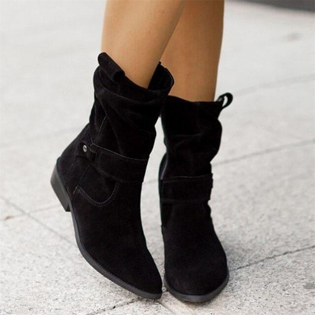 Nowoczesne niskie zamszowe botki - Nova