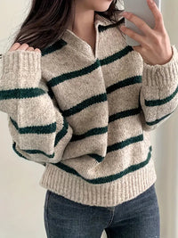 Knitted Women's Sweater with V-Neck – Sofie