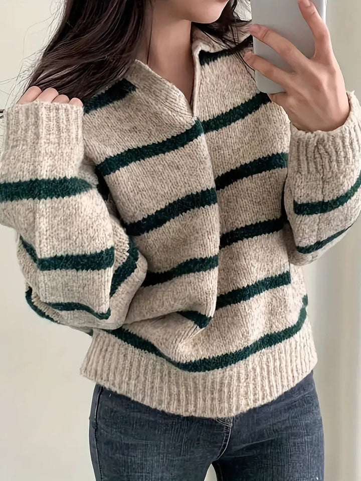 Knitted Women's Sweater with V-Neck – Sofie