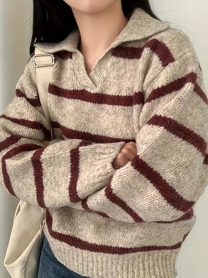 Knitted Women's Sweater with V-Neck – Sofie