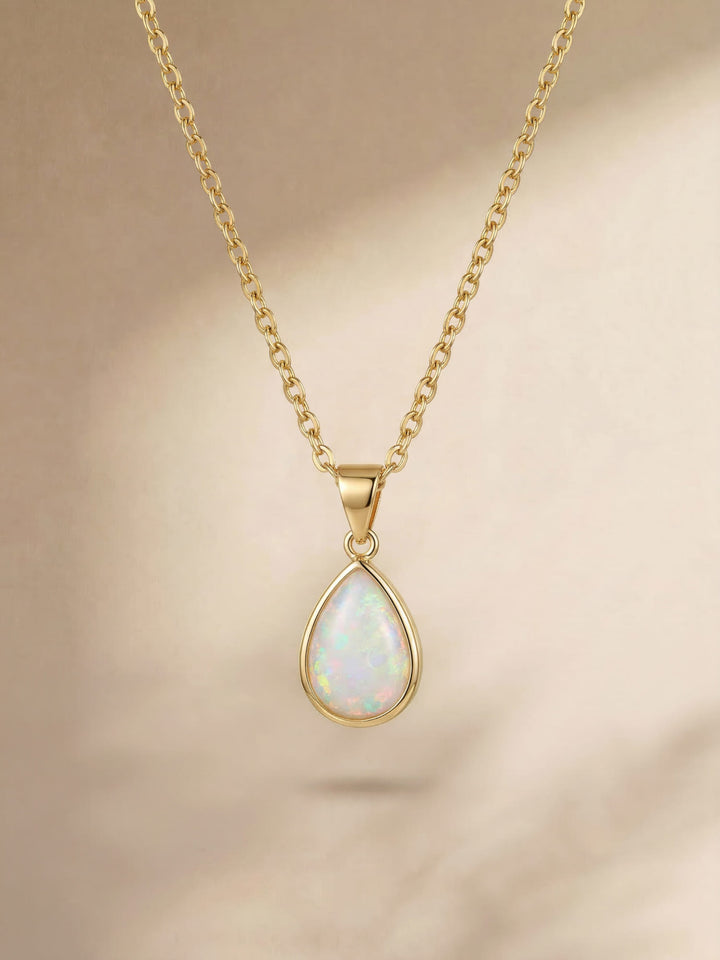 18K Natural Opal Drop Pendant Necklace - Eloise