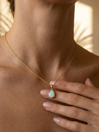 18K Natural Opal Drop Pendant Necklace - Eloise