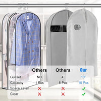 Transparent Garment Covers with Inserts – 6-Pack Storage Covers with Side Zipper