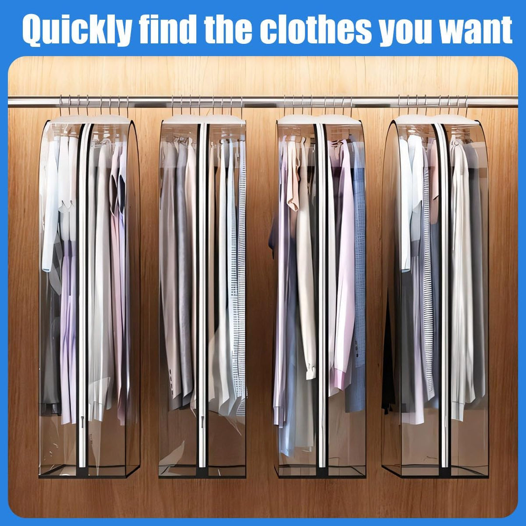Transparent Garment Covers with Inserts – 6-Pack Storage Covers with Side Zipper