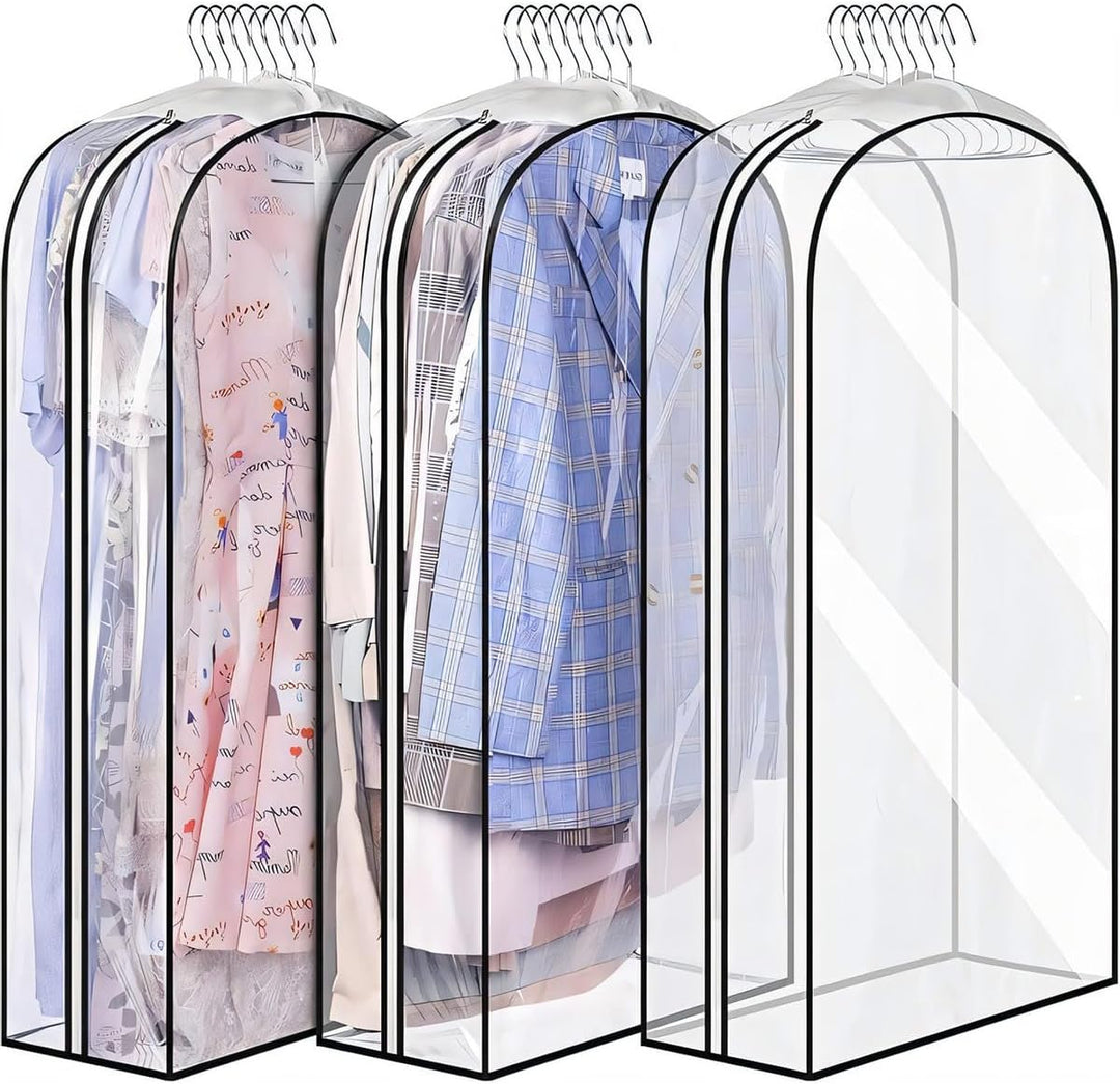 Transparent Garment Covers with Inserts – 6-Pack Storage Covers with Side Zipper