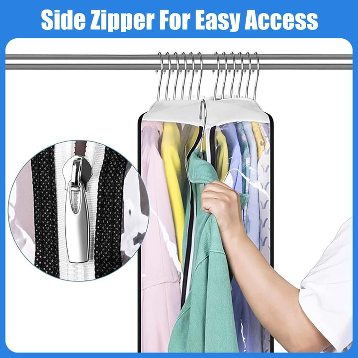 Transparent Garment Covers with Inserts – 6-Pack Storage Covers with Side Zipper