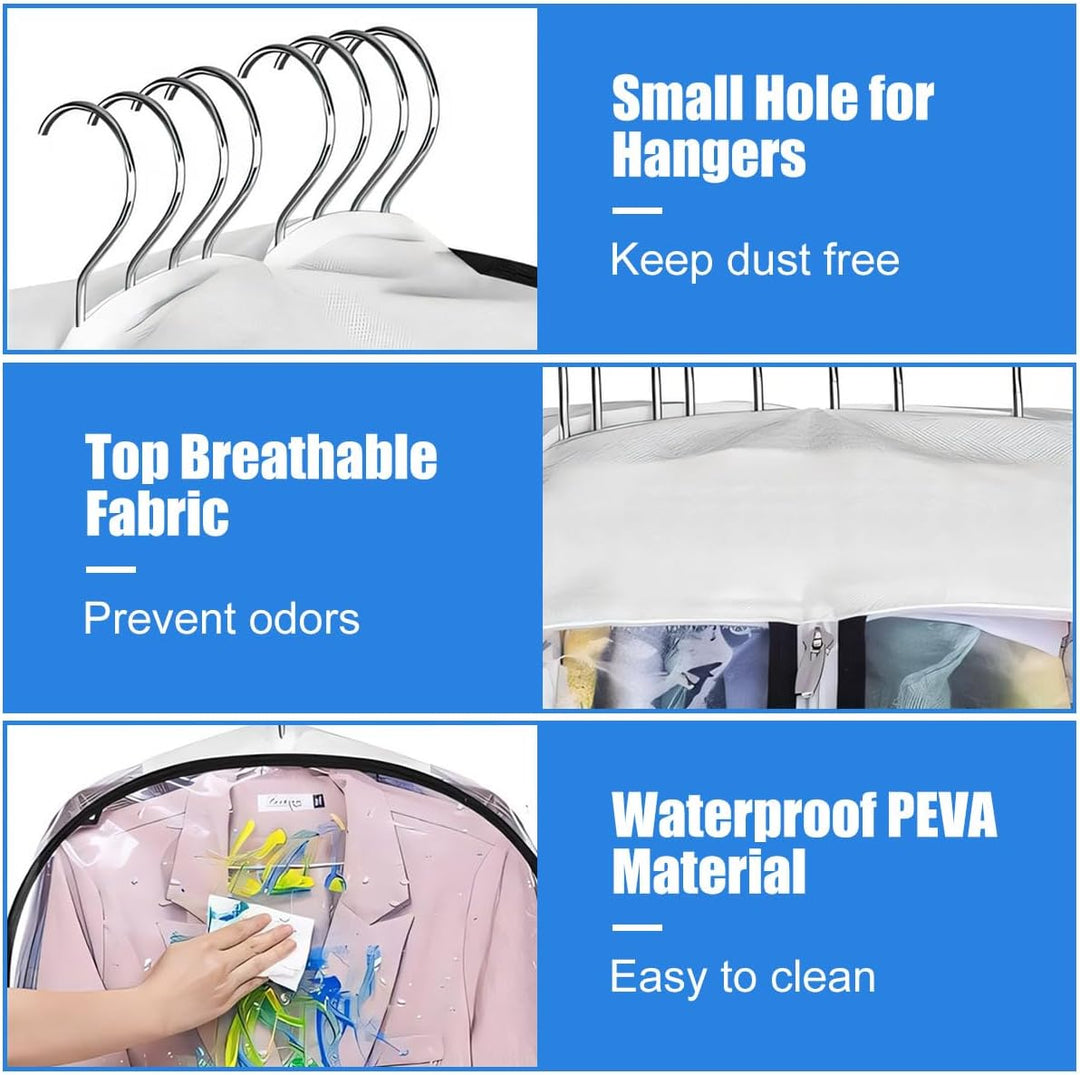Transparent Garment Covers with Inserts – 6-Pack Storage Covers with Side Zipper