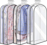 Transparent Garment Covers with Inserts – 6-Pack Storage Covers with Side Zipper