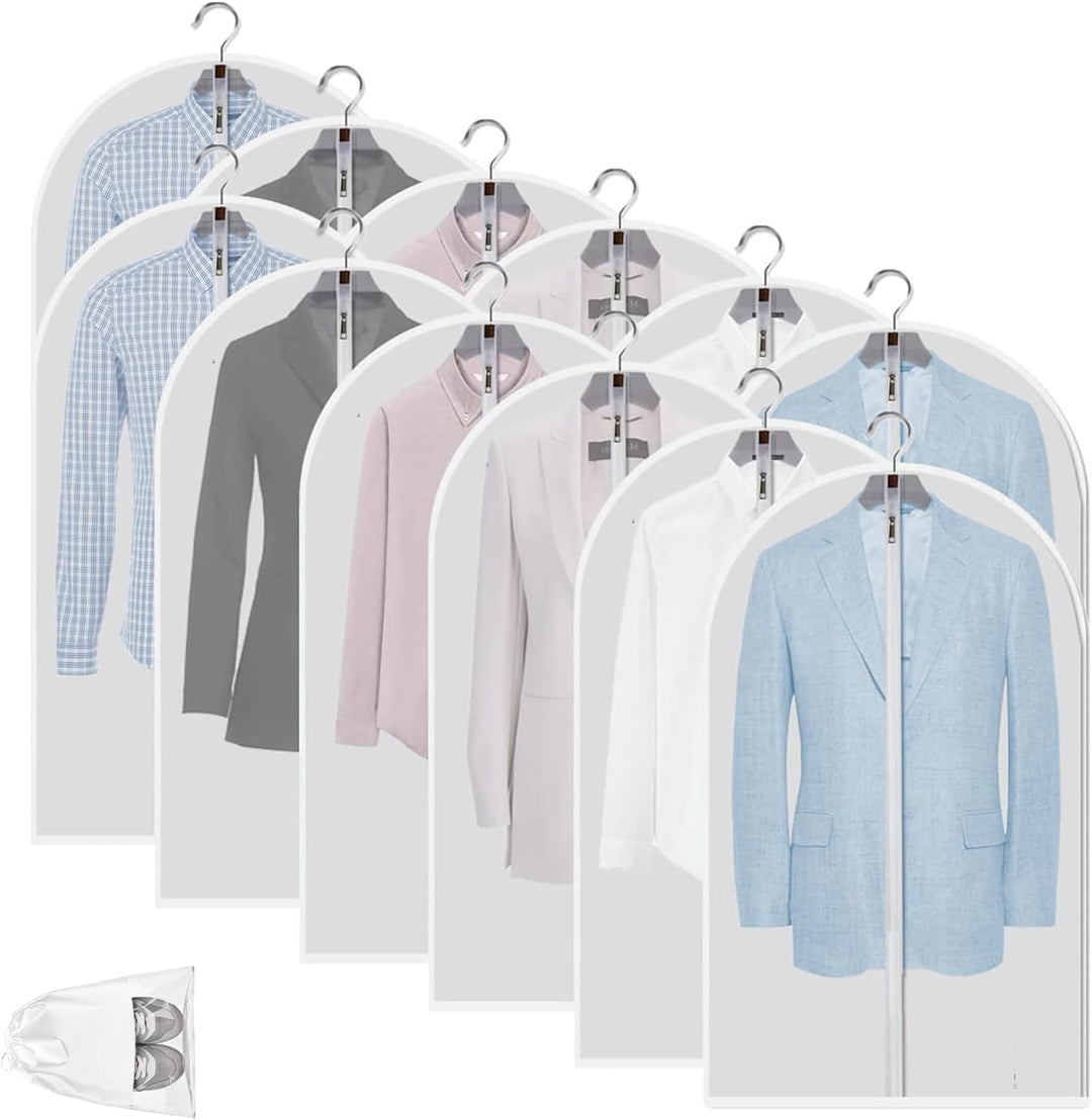 Transparent PEVA Clothing Storage Bags – 12 Pack Dustproof Garment Protectors