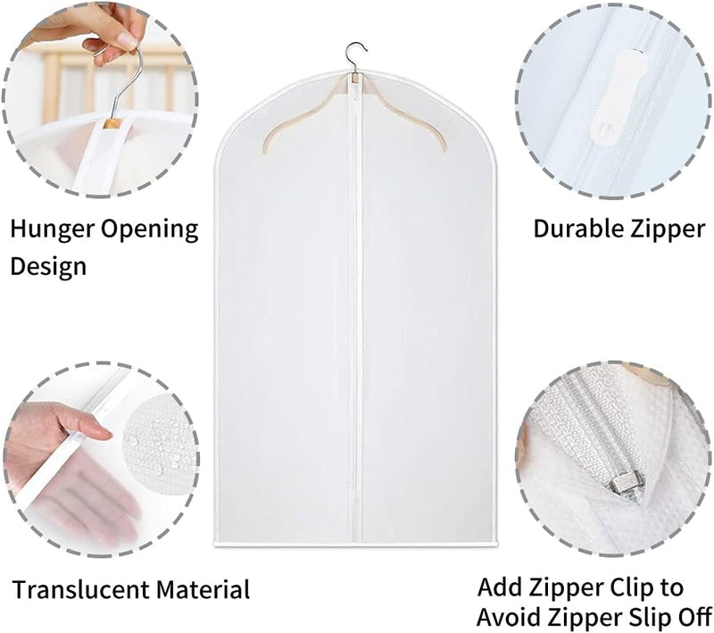 Transparent PEVA Clothing Storage Bags – 12 Pack Dustproof Garment Protectors