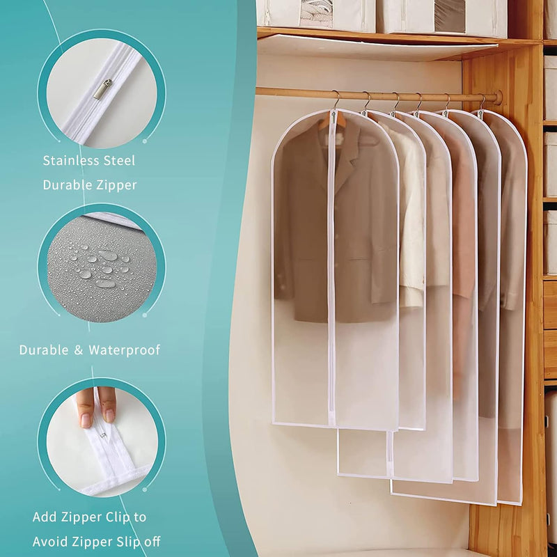 Transparent PEVA Clothing Storage Bags – 12 Pack Dustproof Garment Protectors