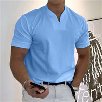 Breathable men's fitness shirt with V-neck - Timo