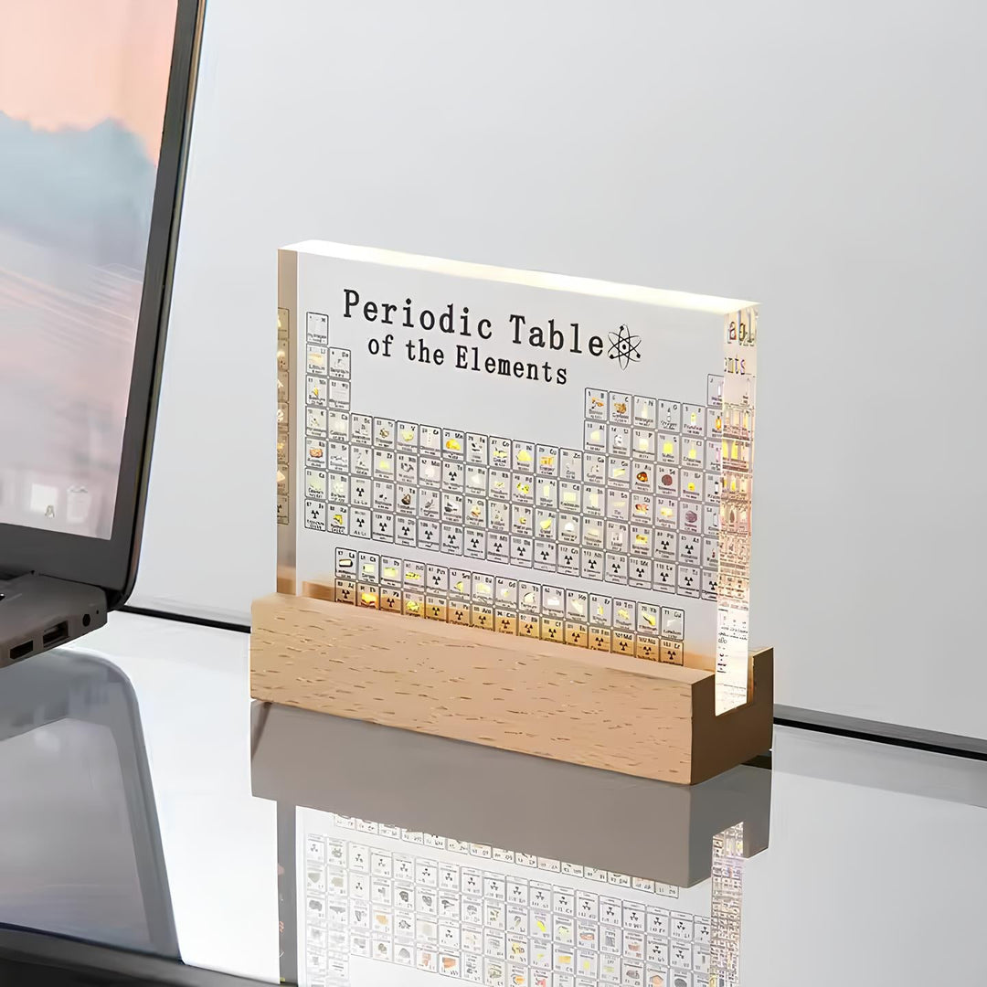 Illuminated Periodic Table with Real Elements - Elementa