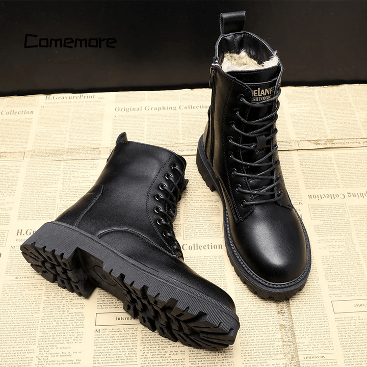 Luxe Zwarte Leren Dames Winterboots - Bella
