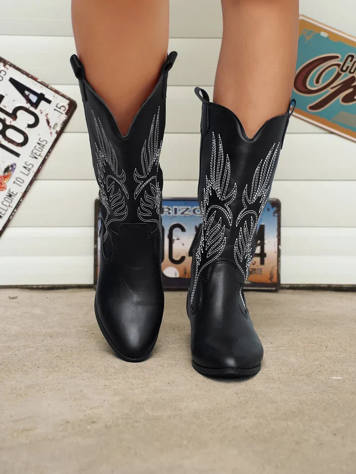 PU-Leren Dames Cowboylaarzen met Zachte Voering - Clara
