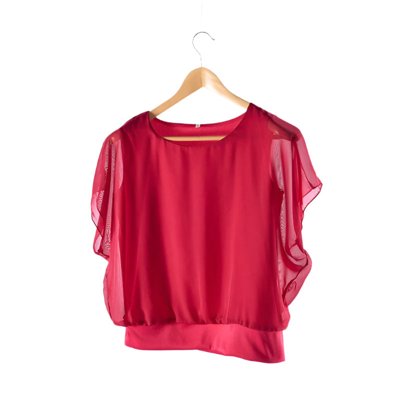 Women's Chiffon Blouse with Ruffle Sleeves – Ariana