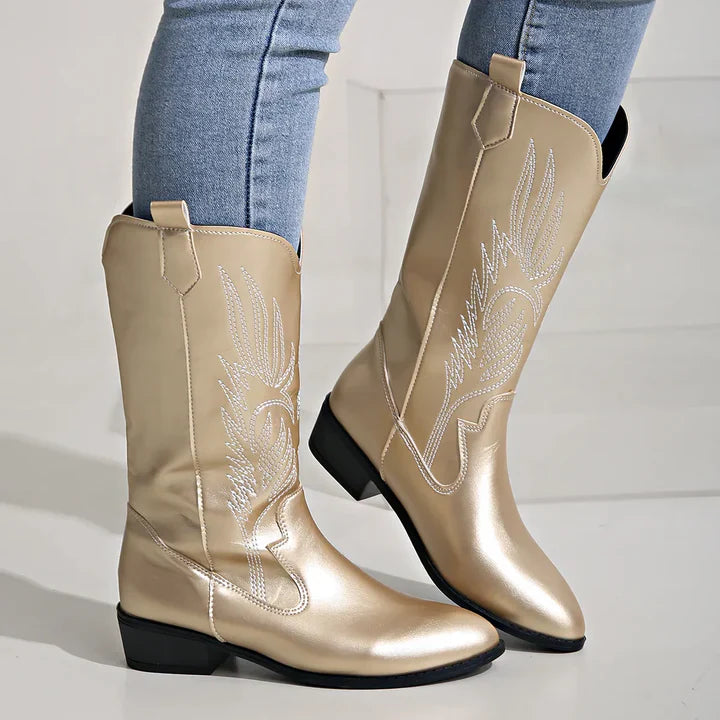 PU-Leren Dames Cowboylaarzen met Zachte Voering - Clara