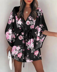 Summer dress with V-neck and ruffle sleeves – Amira