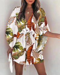 Summer dress with V-neck and ruffle sleeves – Amira