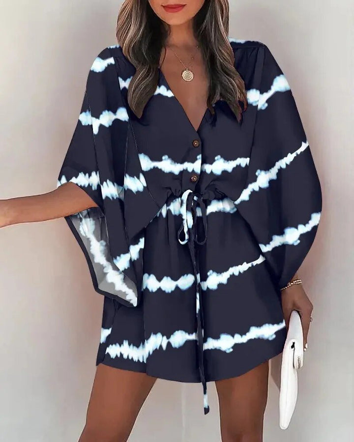 Summer dress with V-neck and ruffle sleeves – Amira