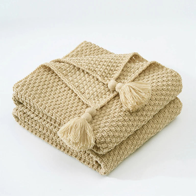 Scandinavian Knitted Wool Blanket - Aurora