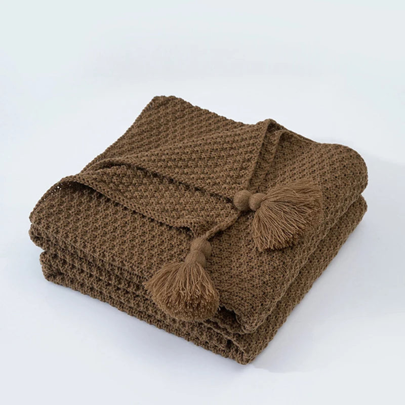 Scandinavian Knitted Wool Blanket - Aurora