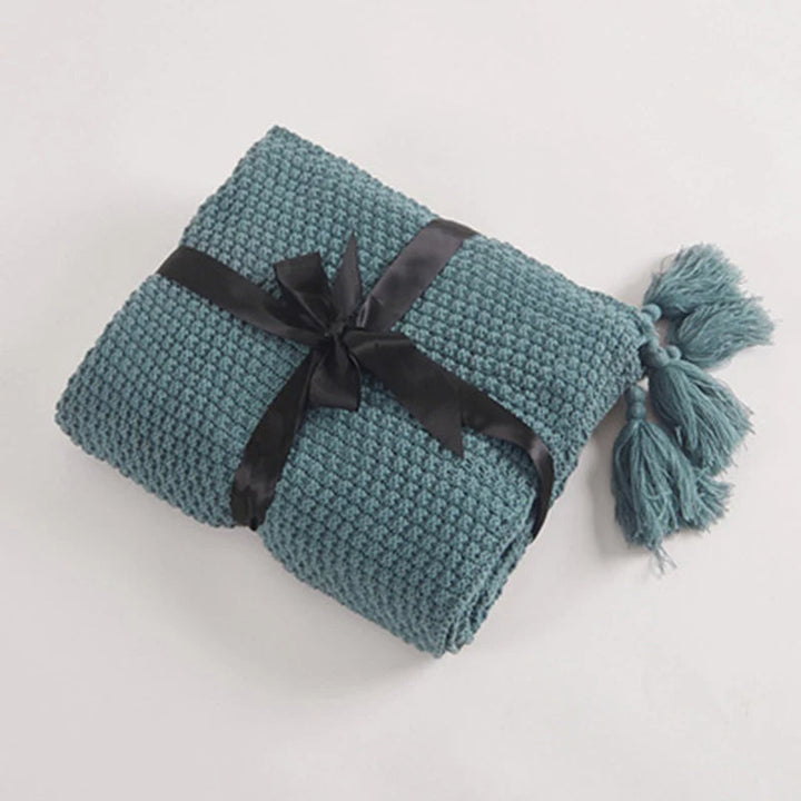 Scandinavian Knitted Wool Blanket - Aurora