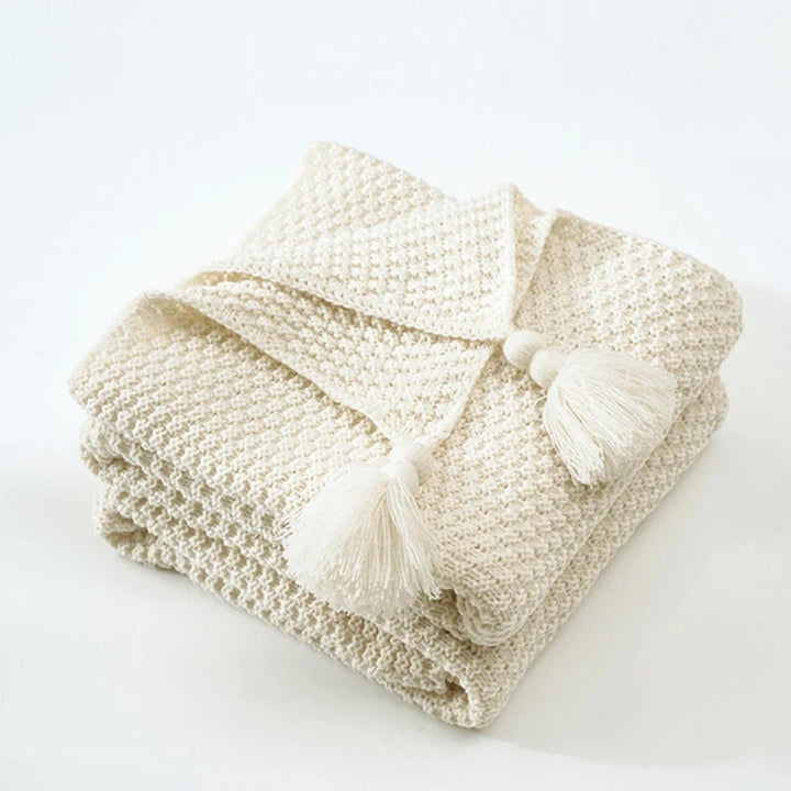 Scandinavian Knitted Wool Blanket - Aurora