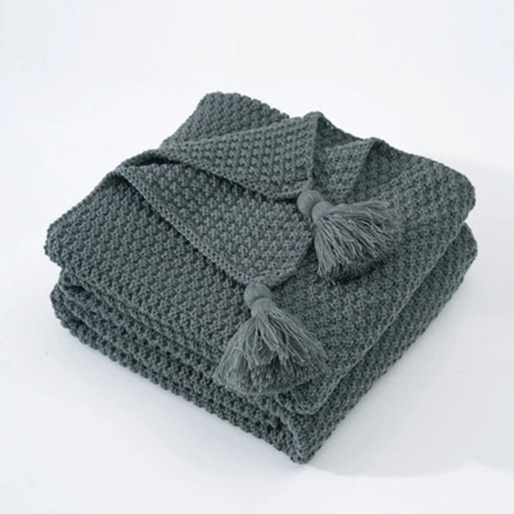 Scandinavian Knitted Wool Blanket - Aurora