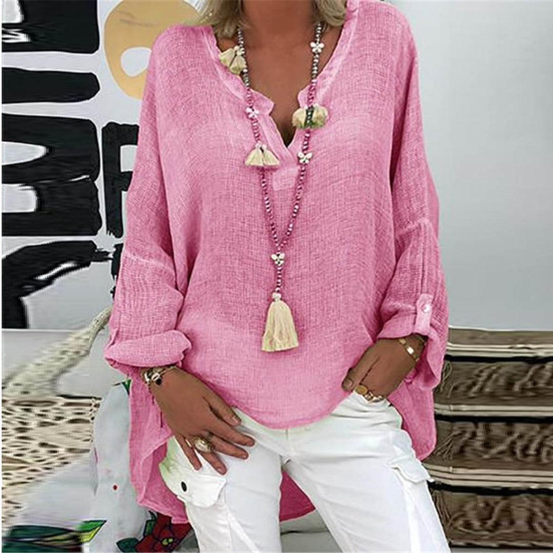 Stylish Linen Women's Blouse - Elodie