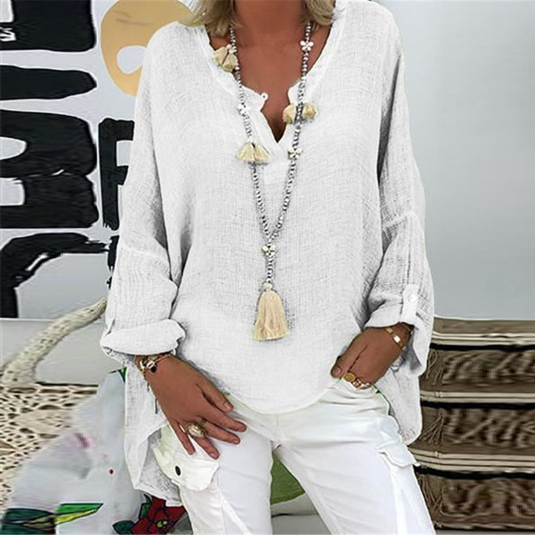 Stylish Linen Women's Blouse - Elodie