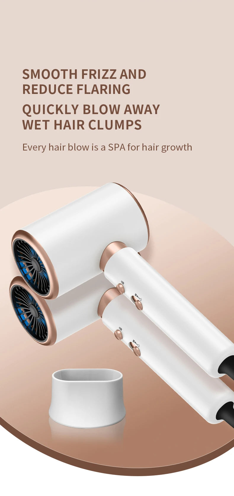 PROFESSIONAL HAIRDRYER 2400W WITH COLD AND WARM AIR - NEGATIVE IONS - POWERFUL HAIRDRYER FOR SALON RESULTS