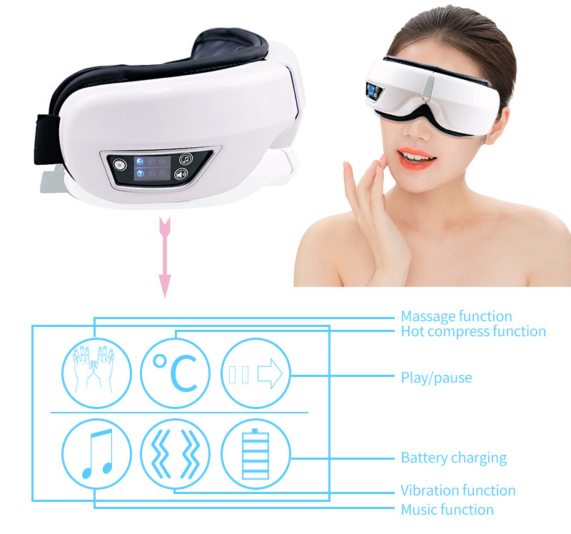 EYE MASSAGE DEVICE - AIR PRESSURE, VIBRATION & WARM COMPRESS WITH BLUETOOTH MUSIC