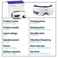 EYE MASSAGE DEVICE - AIR PRESSURE, VIBRATION & WARM COMPRESS WITH BLUETOOTH MUSIC