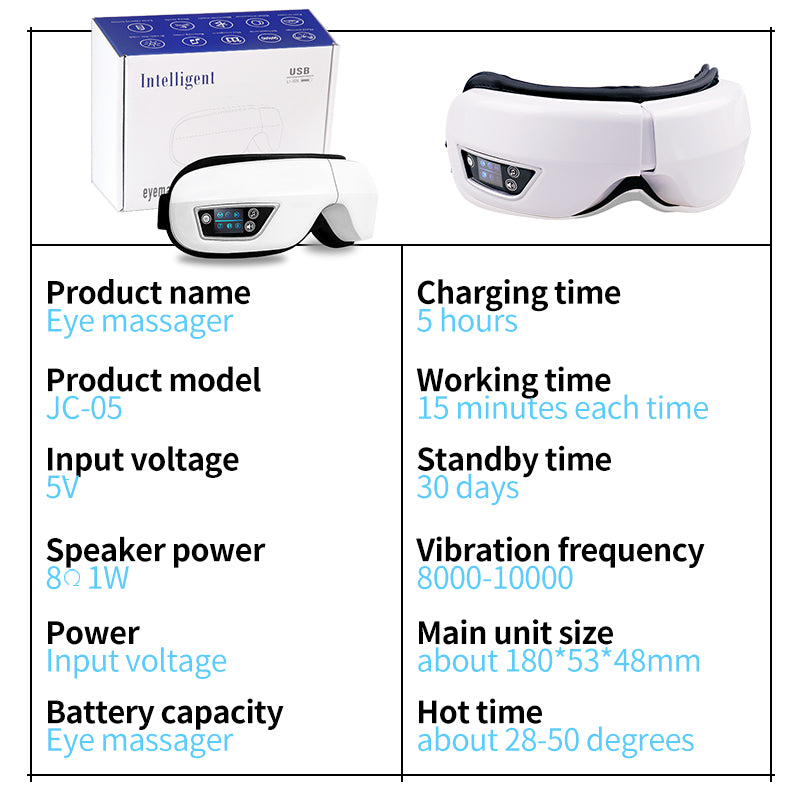 EYE MASSAGE DEVICE - AIR PRESSURE, VIBRATION & WARM COMPRESS WITH BLUETOOTH MUSIC