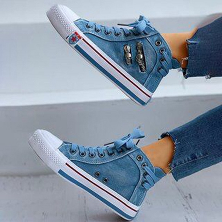 Trendy High-Top Denim Women's Sneakers – Selina