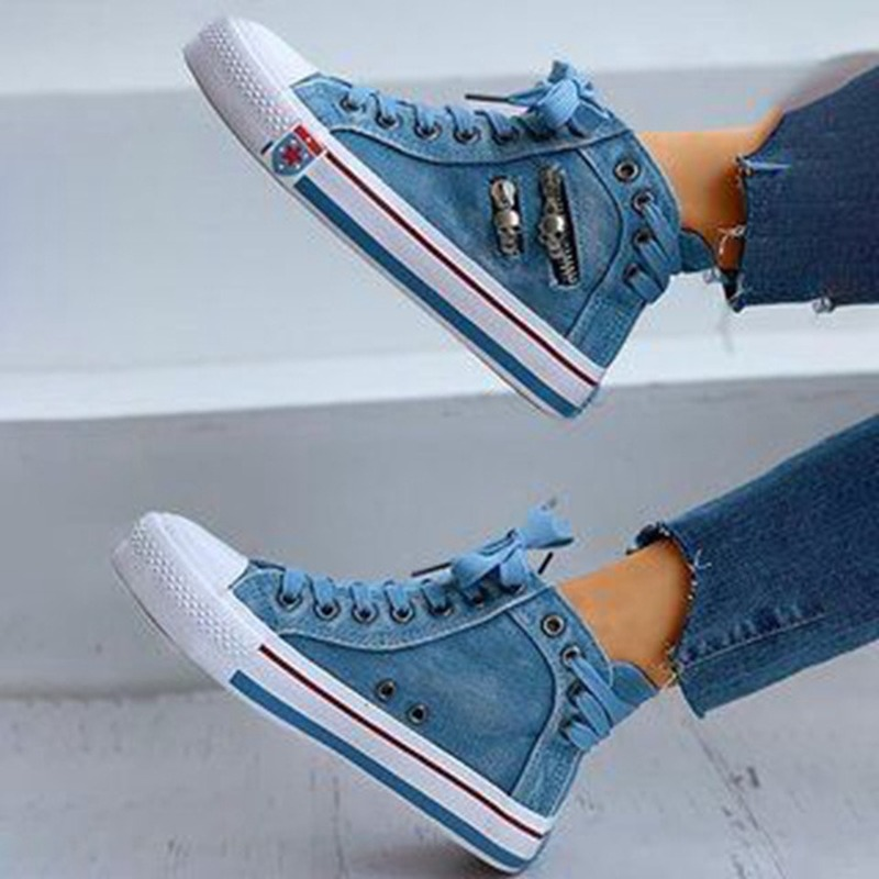 Trendy High-Top Denim Women's Sneakers – Selina
