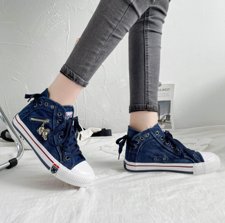 Trendy High-Top Denim Women's Sneakers – Selina