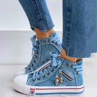 Trendy High-Top Denim Women's Sneakers – Selina