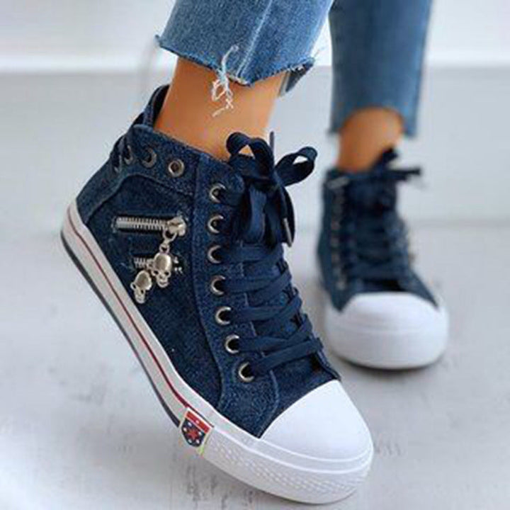 Trendy High-Top Denim Women's Sneakers – Selina