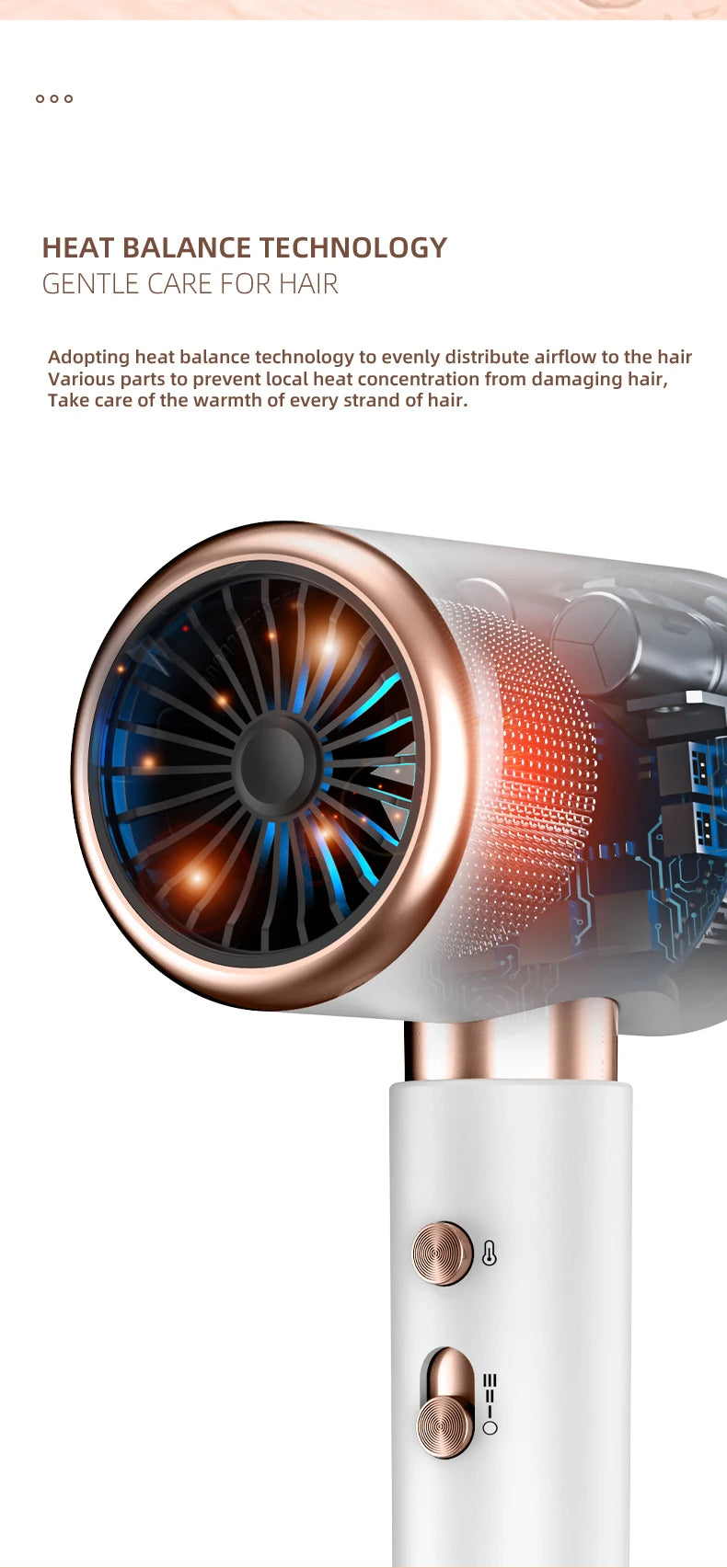 PROFESSIONAL HAIRDRYER 2400W WITH COLD AND WARM AIR - NEGATIVE IONS - POWERFUL HAIRDRYER FOR SALON RESULTS
