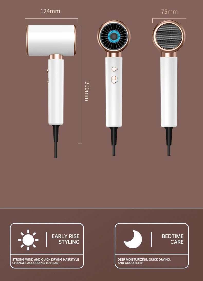 PROFESSIONAL HAIRDRYER 2400W WITH COLD AND WARM AIR - NEGATIVE IONS - POWERFUL HAIRDRYER FOR SALON RESULTS