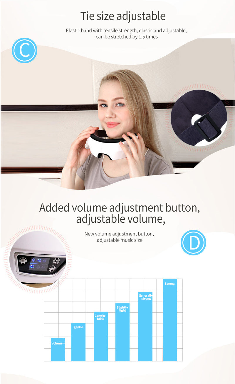 EYE MASSAGE DEVICE - AIR PRESSURE, VIBRATION & WARM COMPRESS WITH BLUETOOTH MUSIC